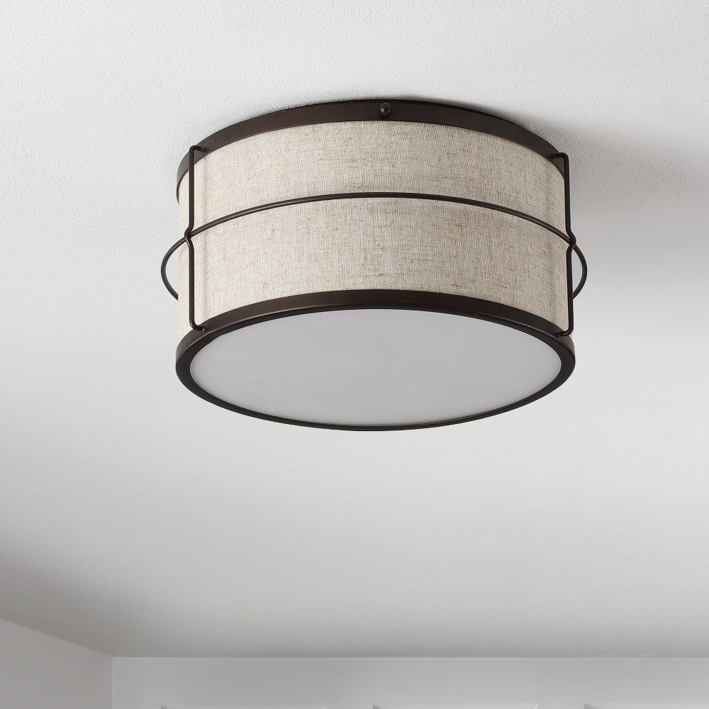 Elizabeth 14" Rustic Farmhouse Iron LED Flush Mount