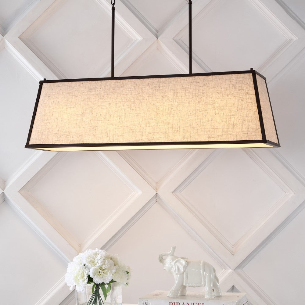Hanging 42" Minimalist Industrial Trapezoidal Linen Iron Linear LED Pendant