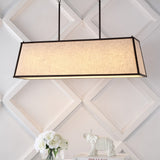 Hanging 42" Minimalist Industrial Trapezoidal Linen Iron Linear LED Pendant