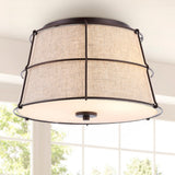 Barnes 14" Rustic Farmhouse Iron LED Flush Mount