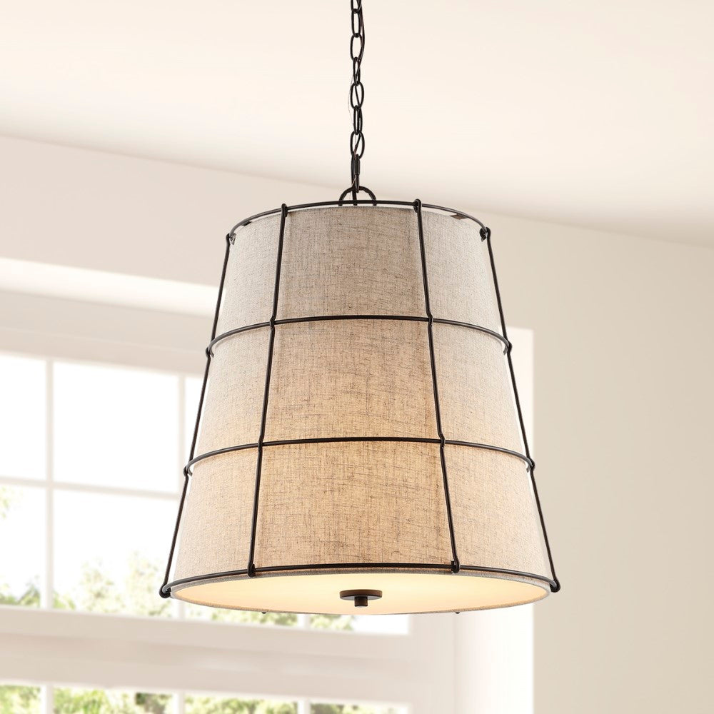 Barnes 19" Rustic Farmhouse Iron LED Flush Mount