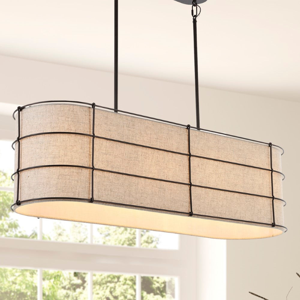 Potine Euro 42" Rustic Farmhouse Iron Linear LED Pendant