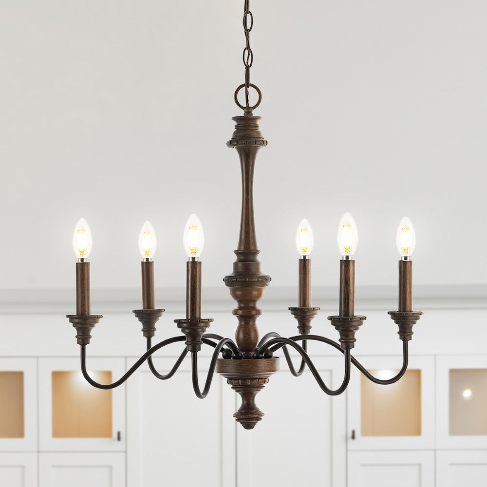 Oakley Telta 25" Midcentury Farmhouse Iron LED Chandelier