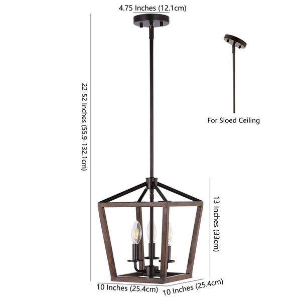 Dimension Image Oil Rubbed Bronze/Faux Wood / 3 Light