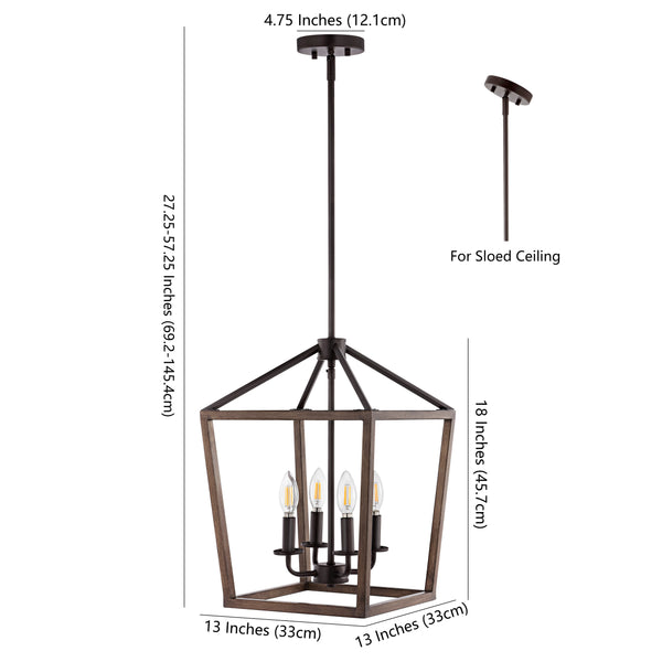 Dimension Image Oil Rubbed Bronze/Faux Wood / 4 Light