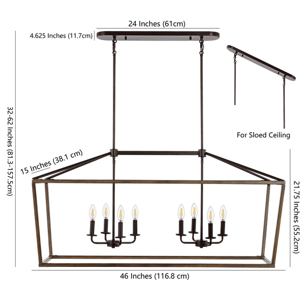 Dimension Image Oil Rubbed Bronze/Faux Wood / 8 Light