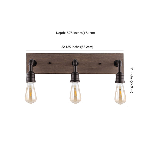 Dimension Image Oil Rubbed Bronze/Brown Wood Finish / 3 Light