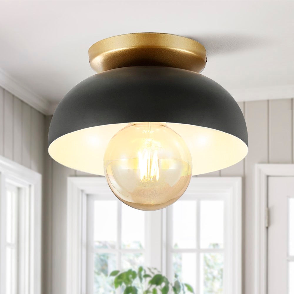 Subtle 8.5" Classic Industrial Iron LED Flush Mount