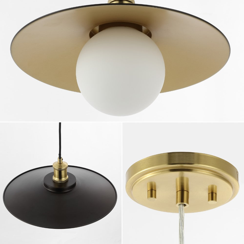 Synia 14.5" 1-Light Scandinavian Farmhouse Iron/Frosted Glass LED Pendant