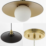 Synia 14.5" 1-Light Scandinavian Farmhouse Iron/Frosted Glass LED Pendant