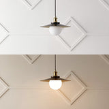 Synia 14.5" 1-Light Scandinavian Farmhouse Iron/Frosted Glass LED Pendant