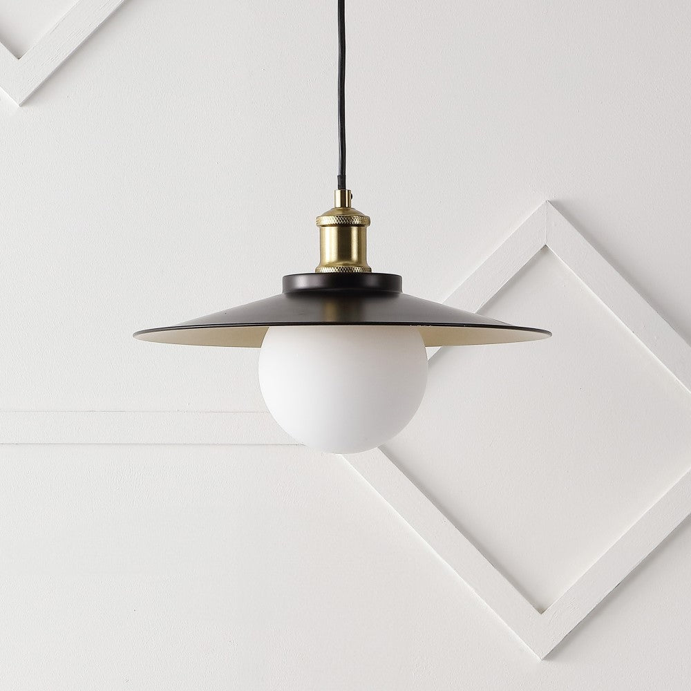 Synia 14.5" 1-Light Scandinavian Farmhouse Iron/Frosted Glass LED Pendant
