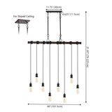 Hinkley 40" 8-Light Vintage Industrial Driftwood Iron LED Linear Chandelier with Height Adjustable Bulbs