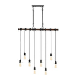 Hinkley 40" 8-Light Vintage Industrial Driftwood Iron LED Linear Chandelier with Height Adjustable Bulbs