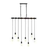 Hinkley 40" 8-Light Vintage Industrial Driftwood Iron LED Linear Chandelier with Height Adjustable Bulbs