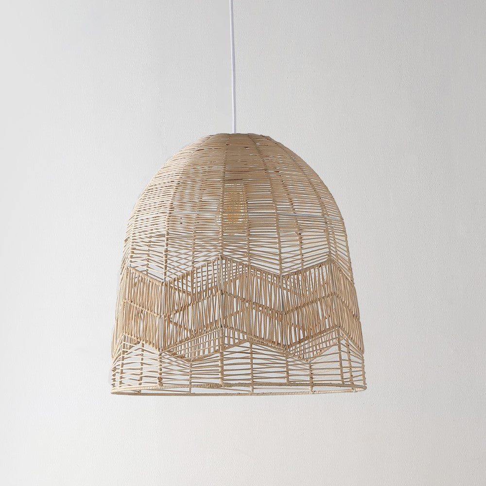 Sofia 17.5" Farmhouse Coastal Rattan 180" Cord Plug-In or Hardwired LED Pendant