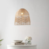 Sofia 17.5" Farmhouse Coastal Rattan 180" Cord Plug-In or Hardwired LED Pendant