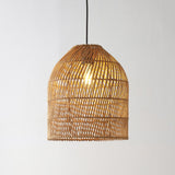 Hardwired 13" Farmhouse Coastal Bohemian Rattan 180" Cord Plug-In or Hardwired LED Pendant