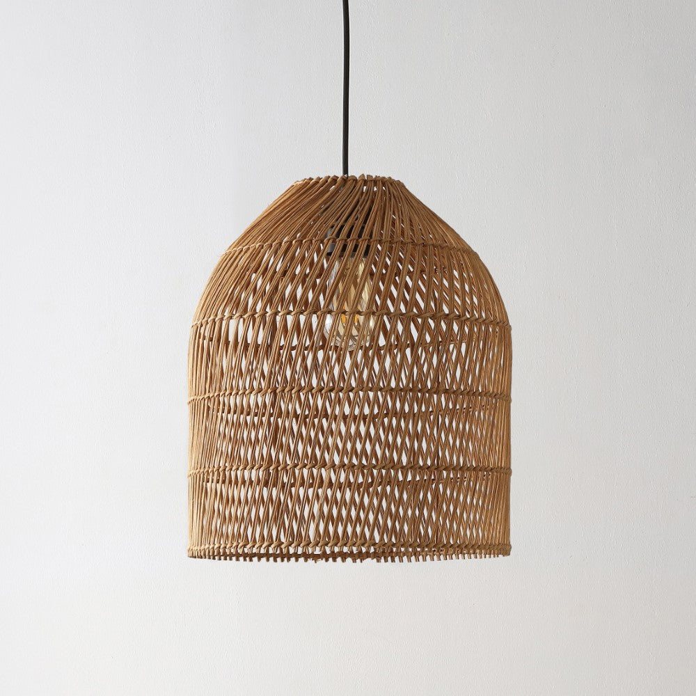 Hardwired 13" Farmhouse Coastal Bohemian Rattan 180" Cord Plug-In or Hardwired LED Pendant