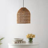 Hardwired 13" Farmhouse Coastal Bohemian Rattan 180" Cord Plug-In or Hardwired LED Pendant