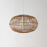 Lucas 17.5" Farmhouse Coastal Rattan 180" Cord Plug-In or Hardwired LED Pendant