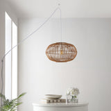 Lucas 17.5" Farmhouse Coastal Rattan 180" Cord Plug-In or Hardwired LED Pendant