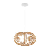 Lucas 17.5" Farmhouse Coastal Rattan 180" Cord Plug-In or Hardwired LED Pendant