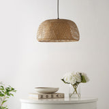 LITFAD 18" Farmhouse Coastal Bamboo 180" Cord Plug-In or Hardwired LED Pendant