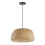 LITFAD 18" Farmhouse Coastal Bamboo 180" Cord Plug-In or Hardwired LED Pendant
