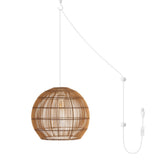 Colette 19" Farmhouse Coastal Rattan 180" Cord Plug-In or Hardwired LED Pendant