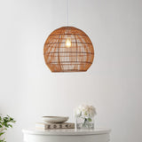 Colette 19" Farmhouse Coastal Rattan 180" Cord Plug-In or Hardwired LED Pendant