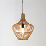 Nautical 13" Farmhouse Coastal Rattan 180" Cord Plug-In or Hardwired LED Pendant