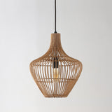 Nautical 13" Farmhouse Coastal Rattan 180" Cord Plug-In or Hardwired LED Pendant