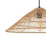 Taylor 20.25" Farmhouse Coastal Rattan 180" Cord Plug-In or Hardwired LED Pendant