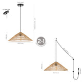 Taylor 20.25" Farmhouse Coastal Rattan 180" Cord Plug-In or Hardwired LED Pendant