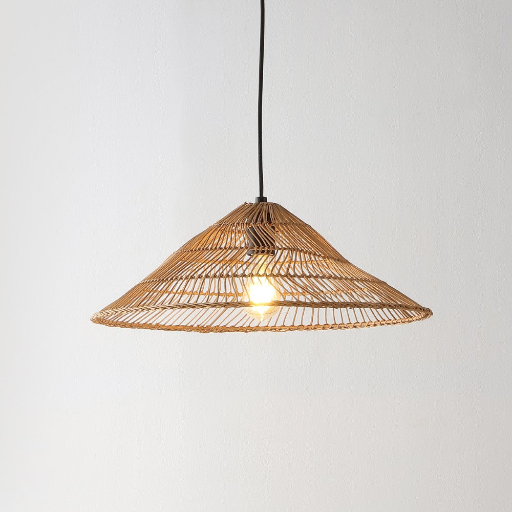 Taylor 20.25" Farmhouse Coastal Rattan 180" Cord Plug-In or Hardwired LED Pendant