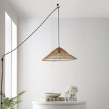 Taylor 20.25" Farmhouse Coastal Rattan 180" Cord Plug-In or Hardwired LED Pendant