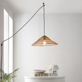 Taylor 20.25" Farmhouse Coastal Rattan 180" Cord Plug-In or Hardwired LED Pendant