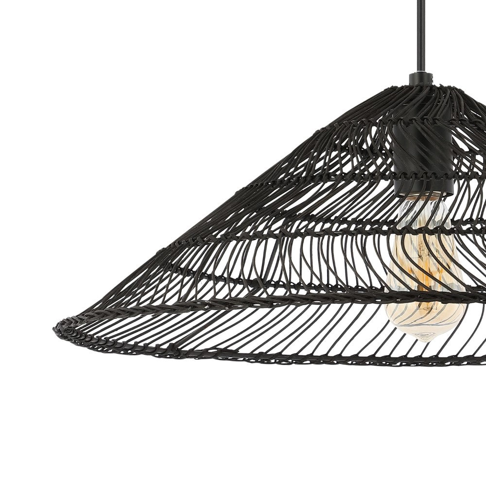 Taylor 20.25" Farmhouse Coastal Rattan 180" Cord Plug-In or Hardwired LED Pendant