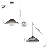 Taylor 20.25" Farmhouse Coastal Rattan 180" Cord Plug-In or Hardwired LED Pendant