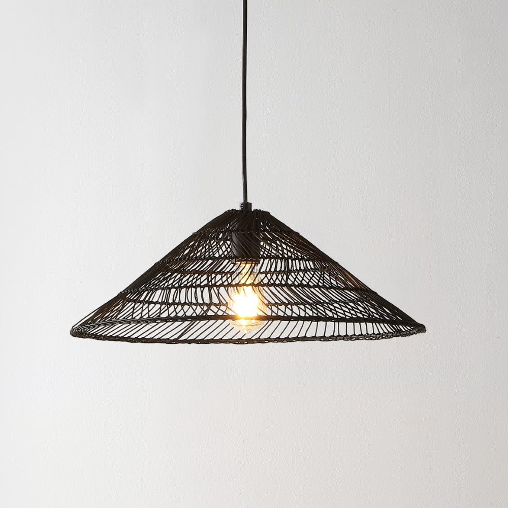 Taylor 20.25" Farmhouse Coastal Rattan 180" Cord Plug-In or Hardwired LED Pendant
