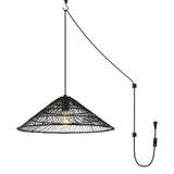 Taylor 20.25" Farmhouse Coastal Rattan 180" Cord Plug-In or Hardwired LED Pendant