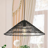 Taylor 20.25" Farmhouse Coastal Rattan 180" Cord Plug-In or Hardwired LED Pendant