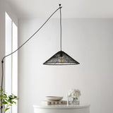 Taylor 20.25" Farmhouse Coastal Rattan 180" Cord Plug-In or Hardwired LED Pendant