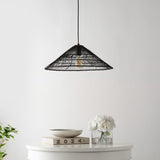 Taylor 20.25" Farmhouse Coastal Rattan 180" Cord Plug-In or Hardwired LED Pendant
