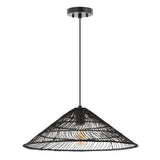 Taylor 20.25" Farmhouse Coastal Rattan 180" Cord Plug-In or Hardwired LED Pendant
