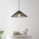 Taylor 20.25" Farmhouse Coastal Rattan 180" Cord Plug-In or Hardwired LED Pendant