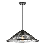 Taylor 20.25" Farmhouse Coastal Rattan 180" Cord Plug-In or Hardwired LED Pendant