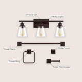 Teamson 22.88" 3-Light Vintage Classic Vanity Light with Bathroom Hardware Accessory Set