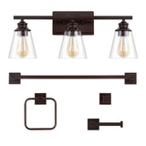 Teamson 22.88" 3-Light Vintage Classic Vanity Light with Bathroom Hardware Accessory Set